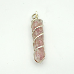 Silver plated pendant with Tourmaline pink chips