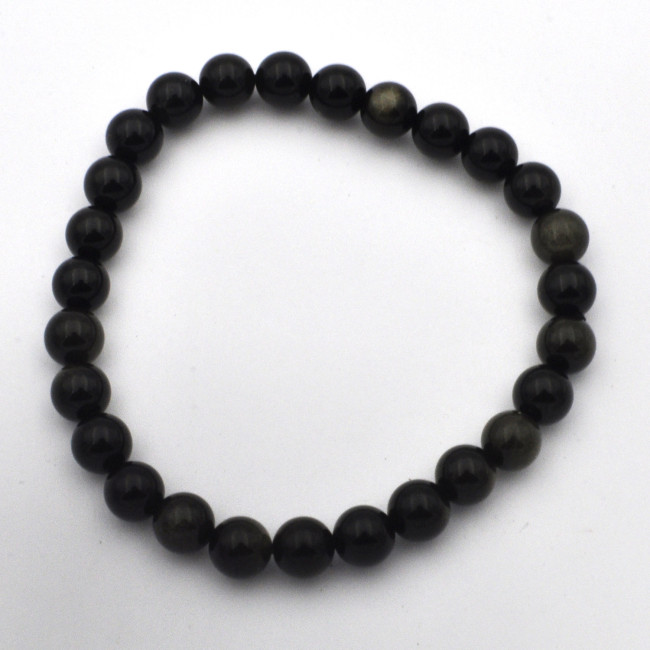 Obsidian Gold bracelet (bead, Ø 8mm) 1PC