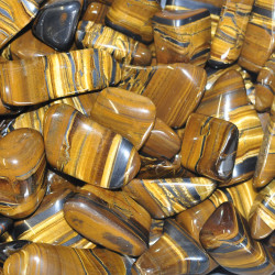 Tiger's Eye with stripes of Hematite tumbled stones (XXL) 500GR