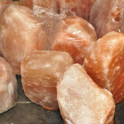 Himalaya salt lamp on wooden sockel XL 10PC