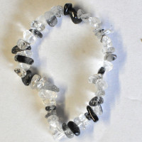 Rock Crystal with Tourmaline bracelet (chips)
