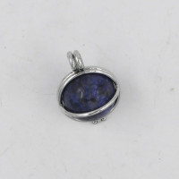 Lapis Lazuli ball in silver plated cage pendant 1PC