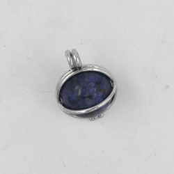 Lapis Lazuli ball in silver plated cage pendant 1PC