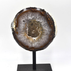Agate / Chalcedony geode on metal stand (12) Agate / Chalcedony geode on metal stand (12)