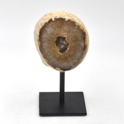 Agate / Chalcedony geode on metal stand (1)