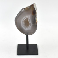 Agate / Chalcedony geode on metal stand (10)