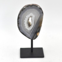 Agate / Chalcedony geode on metal stand (11)