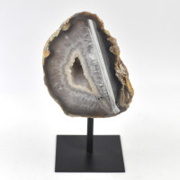 Agate / Chalcedony geode on metal stand (12)