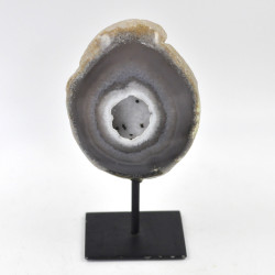 Agate / Chalcedony geode on metal stand (14)