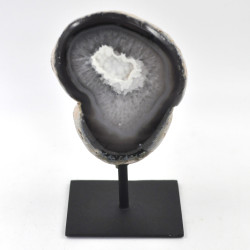 Agate / Chalcedony geode on metal stand (15)