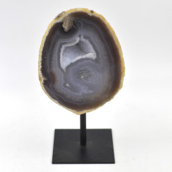 Agate / Chalcedony geode on metal stand (16)