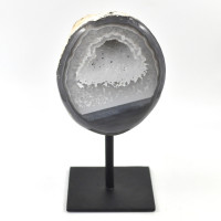 Agate / Chalcedony geode on metal stand (20)