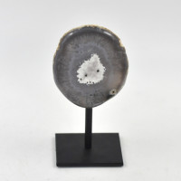 Agate / Chalcedony geode on metal stand (2)