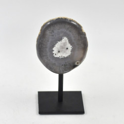 Agate / Chalcedony geode on metal stand (2)