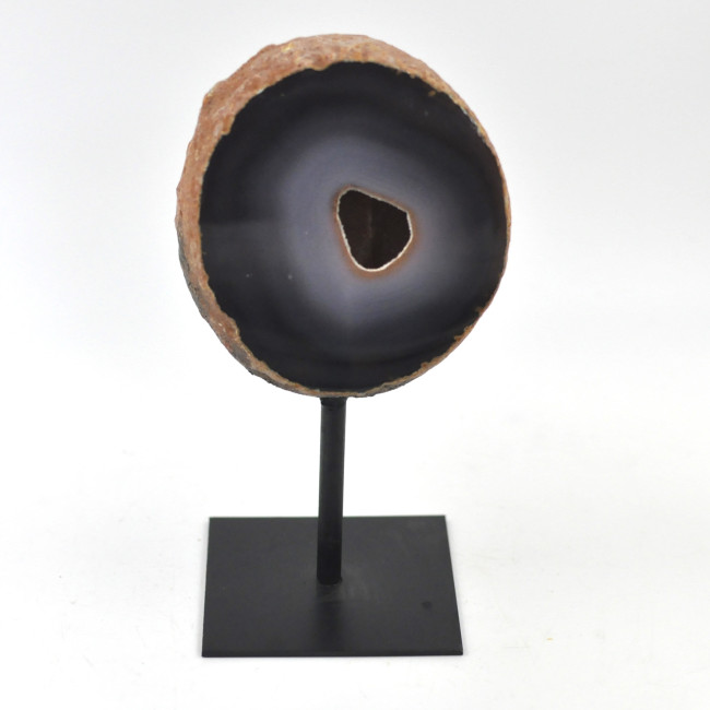 Agate / Chalcedony geode on metal stand (23)