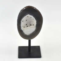 Agate / Chalcedony geode on metal stand (3)