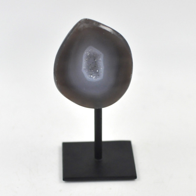 Agate / Chalcedony geode on metal stand (4)