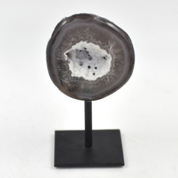 Agate / Chalcedony geode on metal stand (5)