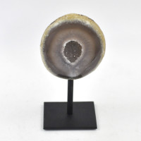 Agate / Chalcedony geode on metal stand (6)