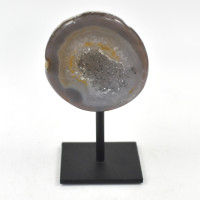 Agate / Chalcedony geode on metal stand (8)