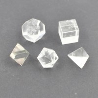 Rock Crystal set of 5x geometric shape 1-2.5cm