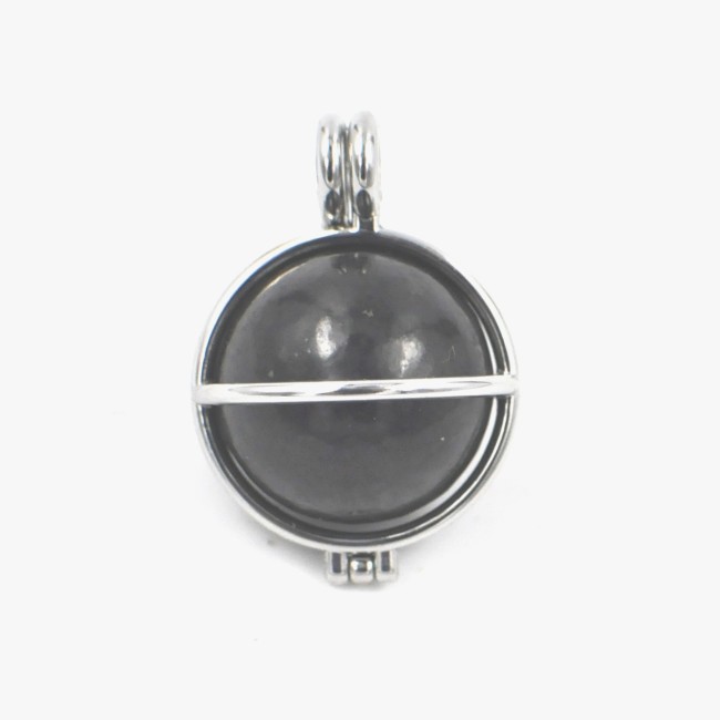 Shungite ball in silver plated cage pendant 1PC