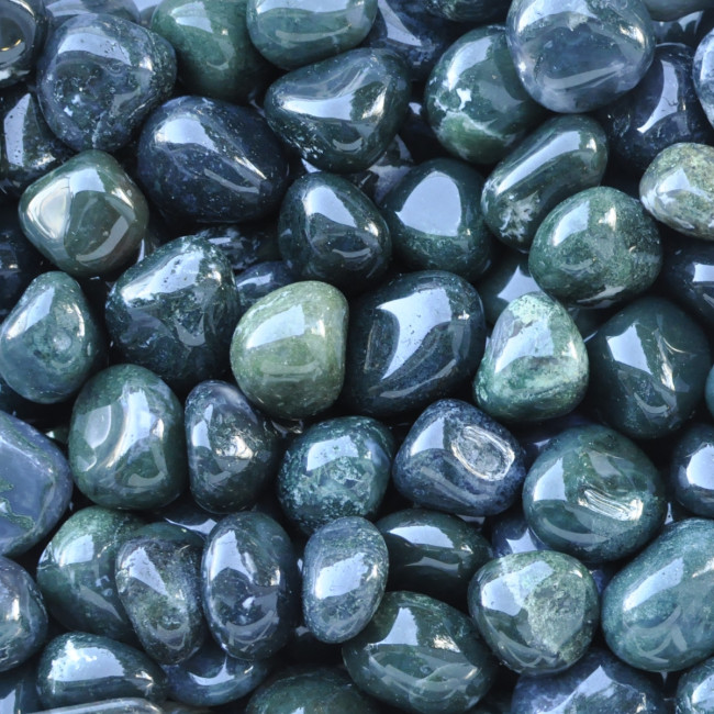 Agate moss- tumbled stones (XL) 250GR