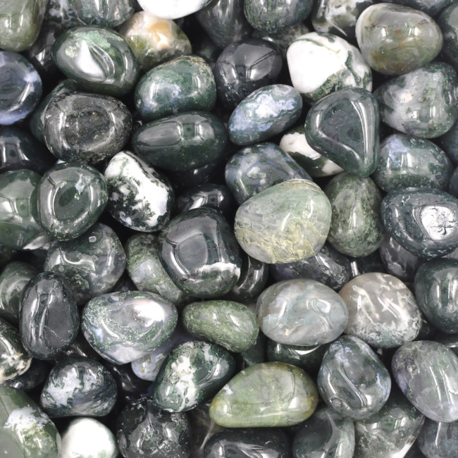 Agate moss- tumbled stones (L) 250GR